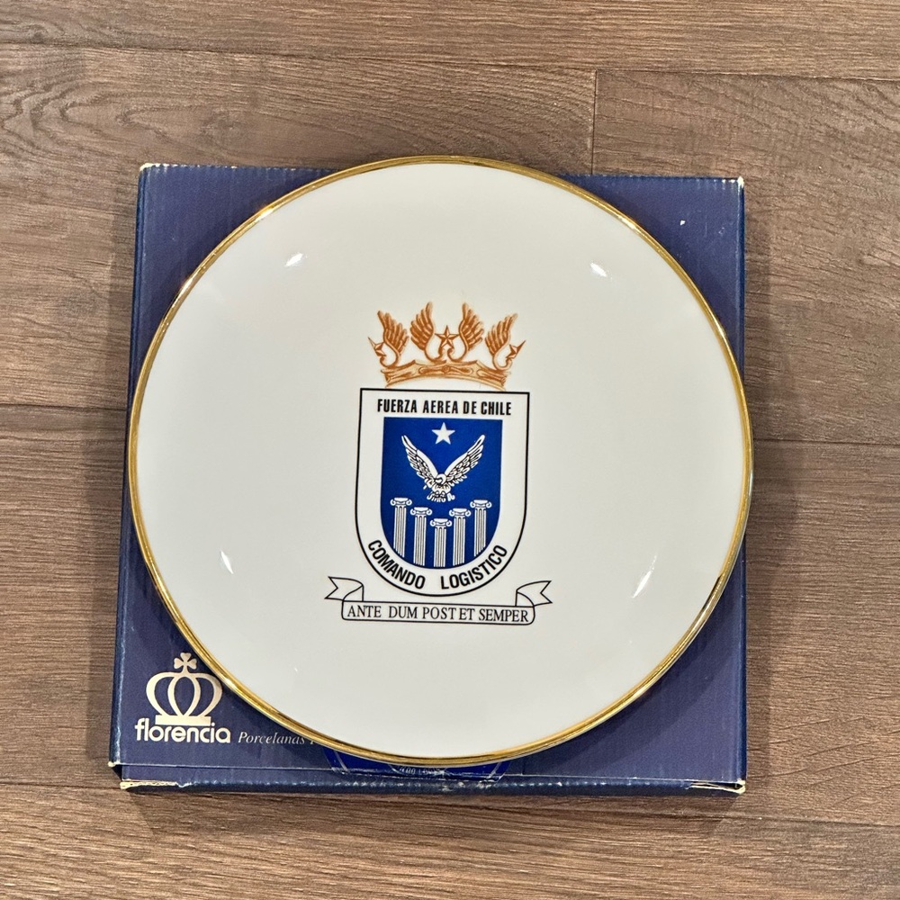Decorative Chilean Air Force Logistics Command Porcelain Plate, Size: 9.5”